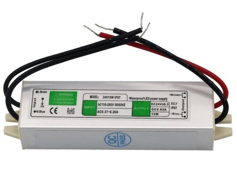 15W 防水電源ドライバー LED ストライプ シングル出力 12V 24V DC トランスフォーマー