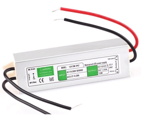 15W 防水電源ドライバー LED ストライプ シングル出力 12V 24V DC トランスフォーマー