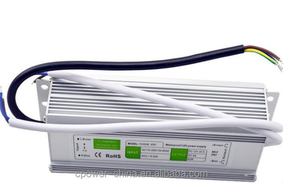 シングル出力 60W 5A IP67 防水 LED 電源 12V AC/DC 86%効率