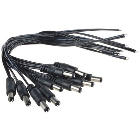 12V DC パワーピグテール 男性 5.5*2.1mm ケーブルプラグワイヤー ブラックカラーでCCTVカメラ