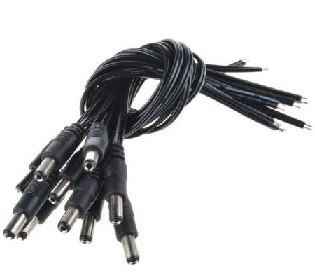 12V DC パワーピグテール 男性 5.5*2.1mm ケーブルプラグワイヤー ブラックカラーでCCTVカメラ