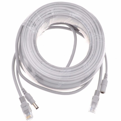 PVCジャケット 5/10/15/20/30M グレー CAT5/CAT-5e イーサネット RJ45 DC パワー CCTV ネットワーク LANケーブル
