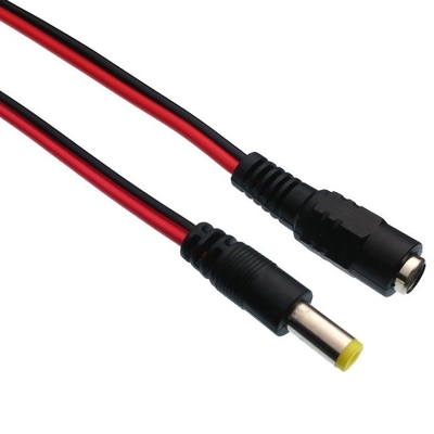 2.1mm x 5.5mm DC メス・コネクタ プラグ・エンド ケーブル ワイヤ・ピグテール コード CCTV ブラック