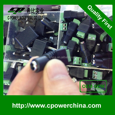 12V DC電源ジャックプラグ 黒 fコネクタ 電源アダプタ 5.5mm x 2.1mm CE証明書