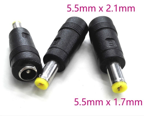 ブラックアダプター DC電源プラグ 5.5x1.7mm 男性から 5.5x2.1mm 女性ジャックコネクタ