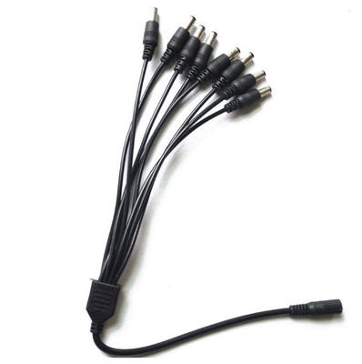 12vDC 8チャネル電源ケーブルスプリッタ 1 女性から8男性 黒のCCTVセキュリティシステムカメラ