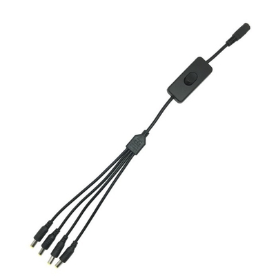 銅導電 低電圧 2.1*5.5mm CCTV 監視カメラ スイッチ付き電源分割ケーブル