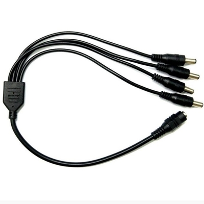 銅導電 低電圧 2.1*5.5mm CCTV 監視カメラ スイッチ付き電源分割ケーブル