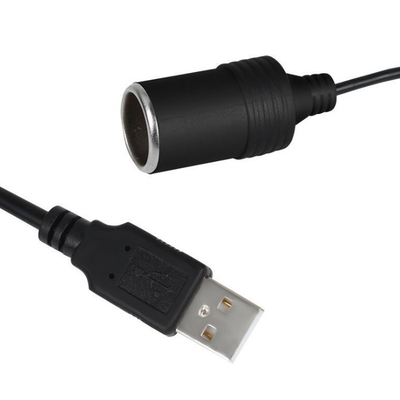 5Vから12VのUSB カー・タバコライター ソーケット 女性コンバーター アダプター 黒色PVCデザイン