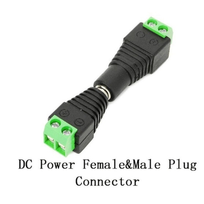 黒と緑のDC電源スクリュー端末 女性 2.1x5.5mm ジャックコネクタ アダプタ CCTVカメラワイヤ
