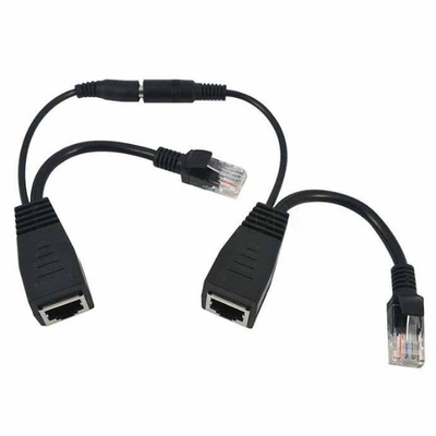 DCプラグ 男性端 POE スプリッターケーブル インジェクター 16cm 長さ CCTV IPカメラ 黒