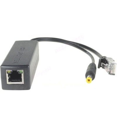 48V から 12V 5V 2.4A CCTV IP カメラ用アクティブ PoE スプリッタ IEEE802.3 対応 黒