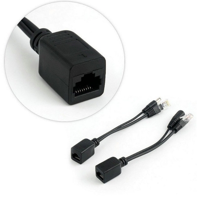 ブラック・パシブ・パワー・オーバー・イーサネット Rj45 ポエアダプター インジェクター・スプリッター -40°C 60°C