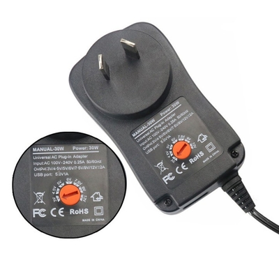 DC出力 30W ユニバーサル電源アダプター 100-240V AC 3V-12V 調整可能な複数のチップ