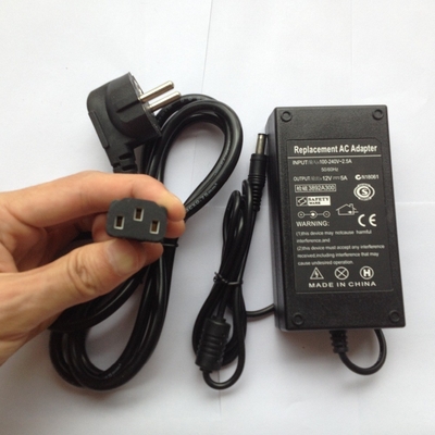 LED照明電源アダプタ 12V 5A 60W 3ピンプラグと入力電圧 220V