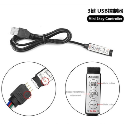 女性 1m 黒色 LED ストライプ 5v 電源と 3キー USB コントローラー