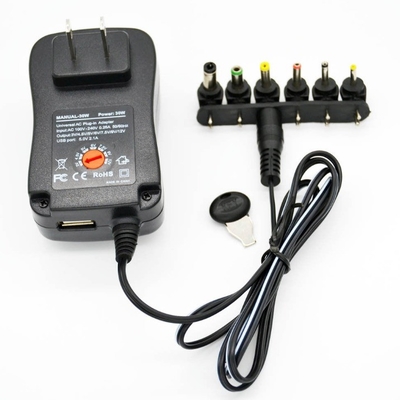 12V 2A 24W 右角DC電源プラグアダプタ C電源 AC100-240出力 DC3-12V